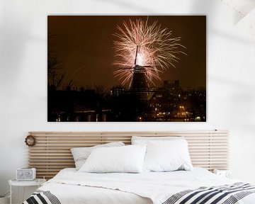 New Year's Eve in the capital. Fireworks behind mill de Gooijer. by Richard Wareham