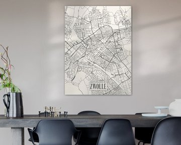 Stadskaart Zwolle - Stad - Lichte variant - Overijssel Plattegrond van Locus Studio