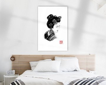 peinzende geisha van Péchane Sumie