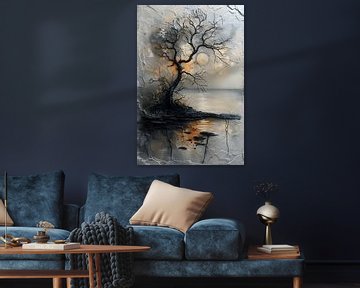 Wit Schilderij | Schilderij Levensboom | Schilderij Wit van AiArtLand