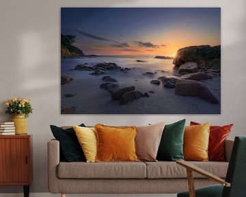 Cala Violina strand in Maremma bij zonsondergang, Toscane. Middellandse Zee van Stefano Orazzini