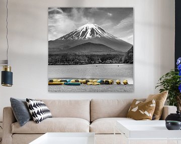 Betoverend meer Shoji met de majestueuze berg Fuji | colorkey van Melanie Viola