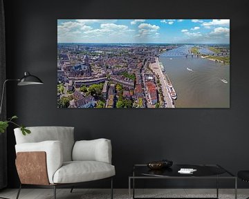 Luchtfoto panorama van de stad Nijmegen aan de rivier de Waal in Nederland van Eye on You