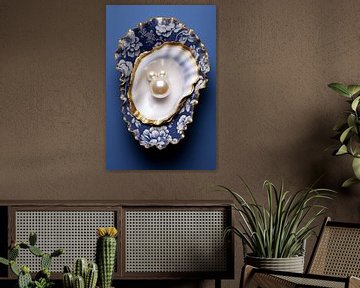 Oester Delfts Blauw, parelmoer en goud met Parel van Marianne Ottemann - OTTI