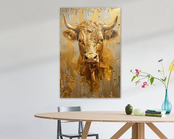 Majestueuze Stier in Gouden Glans van Eva Lee