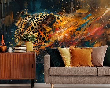 Feuriges Porträt eines Leoparden