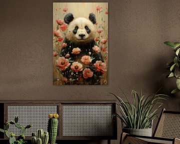 Panda in Bloesemzee - Dromerige Flora van Eva Lee