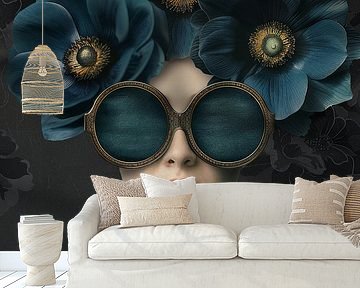 Mysterium in blauen Blumen und Schatten von Color Square