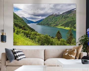 View over the Fjærlandfsjord in Norway by Rico Ködder