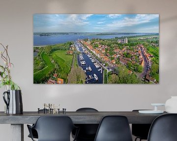 Lucht panorama van het stadje Veere in Zeeland Nederland van Eye on You