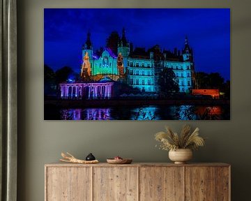 Kasteel Schwerin met de lichtshow  van T.B.- Foto