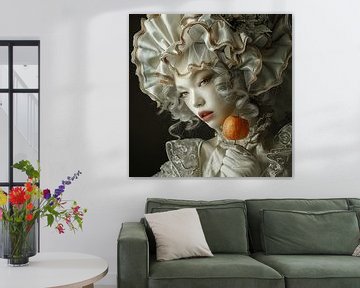 Tijdloze Chic | Victoriaanse Vrouw in Louis de 14de Stijl met Een Appel van Karina Brouwer