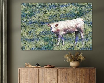 Blonde koe in de stijl van Vincent van Gogh (kunst) van Art by Jeronimo