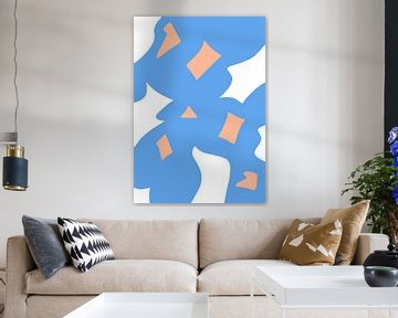 Abstract in oranje, blauw en wit van Stinis illustraties