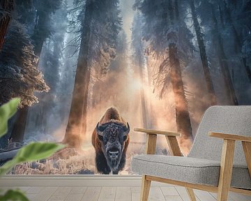 Eenzame bizon in de winter