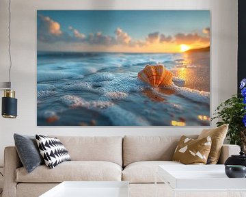Schelpen op het strand in het avondlicht van ARTemberaubend
