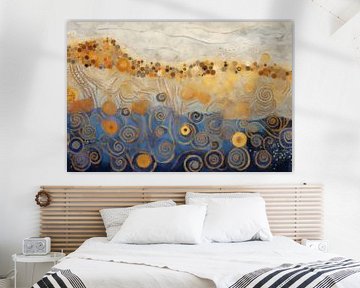 Golvende Patronen in Goud en Blauw van Whale & Sons