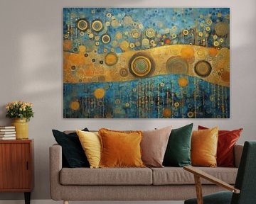 Cirkelvormen in Blauw en Goud van Whale & Sons