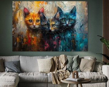 Katten Schilderij | Schilderij Katten | Kat Schilderij van AiArtLand