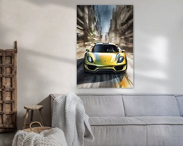 Porsche 918 spyder splash art van kevin gorter