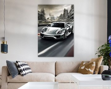 Porsche 918 splash art van kevin gorter