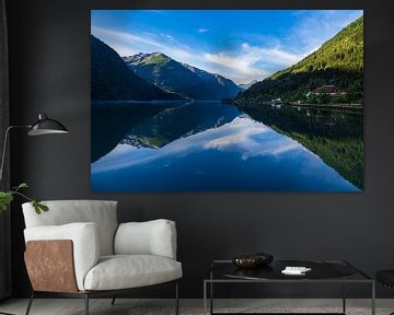View of the Fjærlandfsjord in Fjærland, Norway by Rico Ködder