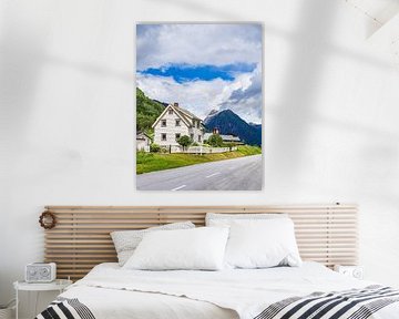 Street and houses in Fjærland in Norway by Rico Ködder