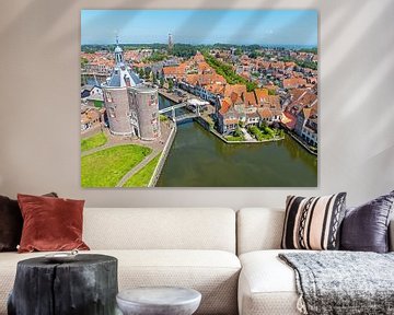 Luchtfoto van het historische stadje Enkhuizen aan het IJsselmeer in Nederland van Eye on You