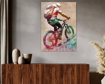 Mountainbike sport kunst #sport #bike van JBJart Justyna Jaszke