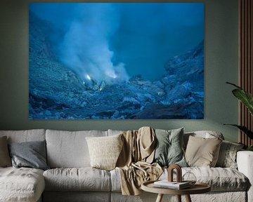 Blauwe vlammen Ijen Vulcan Java van Richard Wareham