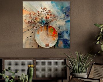 Minimalistisch stilleven - Vaas met takjes - Wabi-Sabi stijl van Studio Pieternel