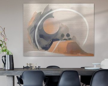 Sereen Landschap met zon - Japandi/Wabi Sabi stijl van Studio Pieternel