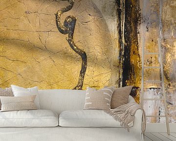 Stilleven. Japandi stijl. Wabi-Sabi. Goud.