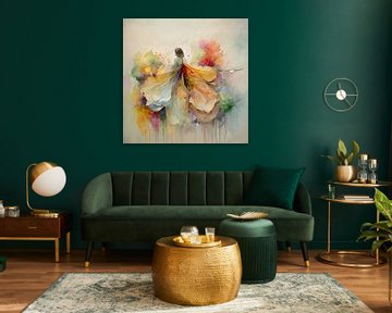 Abstract - Vrouw met bloemenrok van Studio Pieternel