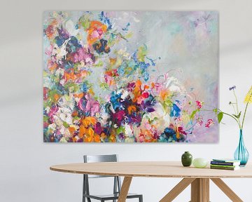 Flowerpowerbank - kleurrijk schilderij van Qeimoy