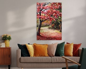 Abstract herfstlandschap schilderij van Art & Soul Creations