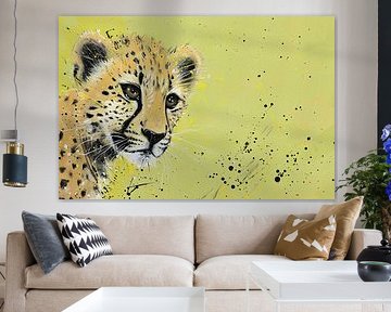 Moderne kunst van een cheeta op een kleurrijke achtergrond