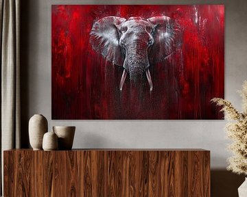 Olifant portret in dynamisch abstracte kunststijl van Art & Soul Creations