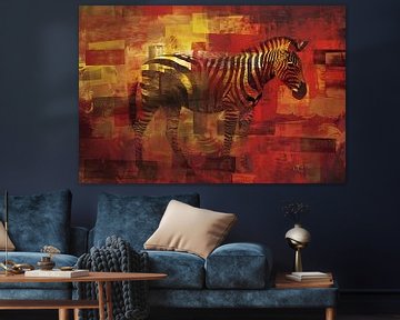 Kleurrijk abstract schilderij van een zebra van Art & Soul Creations