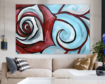 Moderne abstracte schilderij van een roos van Art & Soul Creations
