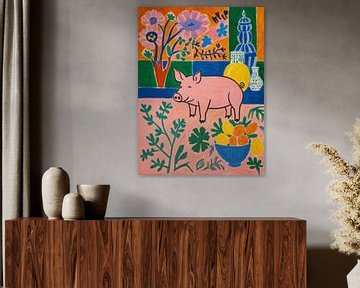 Varken met bloemen Stijl Henri Matisse van TOAN TRAN