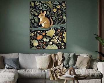 Konijn in het bos stijl William Morris van TOAN TRAN