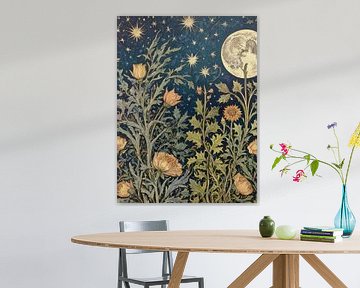 Moon And Flowers Style William Morris by TOAN TRAN