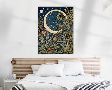 Moon And Flowers Style William Morris by TOAN TRAN