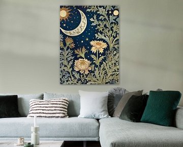 Moon And Flowers Style William Morris by TOAN TRAN