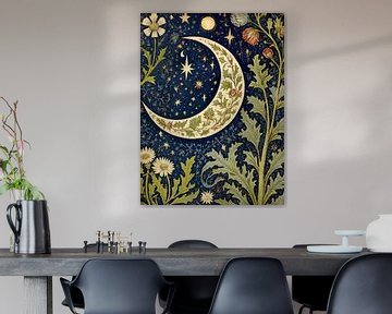 Moon And Flowers Style William Morris by TOAN TRAN