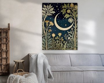 Moon And Flowers Style William Morris by TOAN TRAN