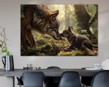 Wolf mit Jungtier