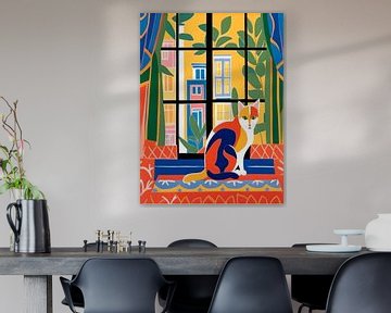 Kat in het venster Stijl Henri Matisse van TOAN TRAN