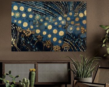 Goldene und blaue Blumen von Whale & Sons
